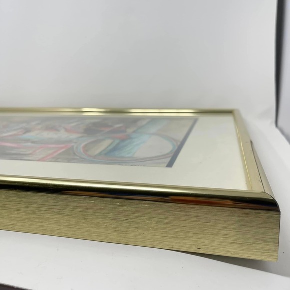 Vintage Framed Art Southwest Navajo Blanket Watercolor Painting Signed Pat Kelly - Picture 8 of 10